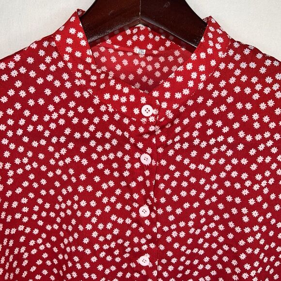 New Women’s Red & White Floral Button-Up Blouse Size 2XL Lightweight Casual - Picture 3 of 9